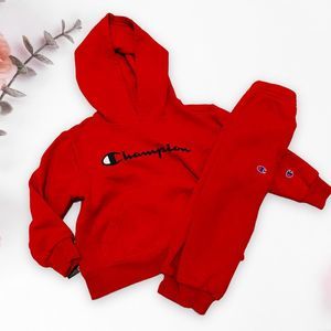Champion Unisex 3T Red Hooded Jumpsuit with Pockets